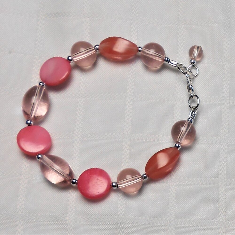 No740 Handmade necklace, bracelet and earrings with polished stones - Picture 3 of 6